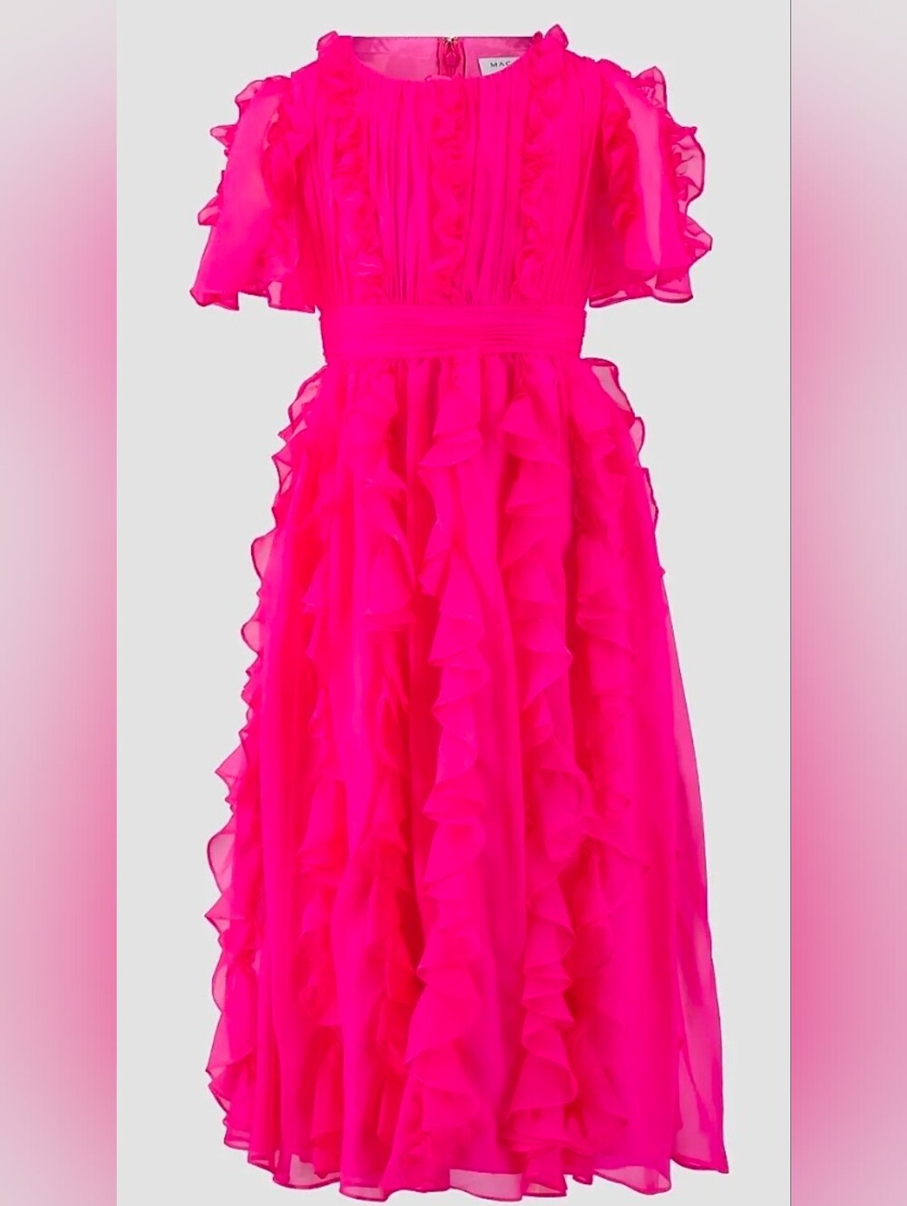 Mac Duggal NWT Girls Fuchsia Pink Chiffon Ruffle Dress Size 14 #68667